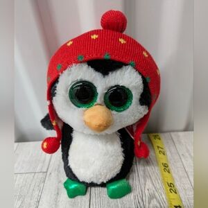 Ty Freeze Penguin with Red Hat and Green Feet